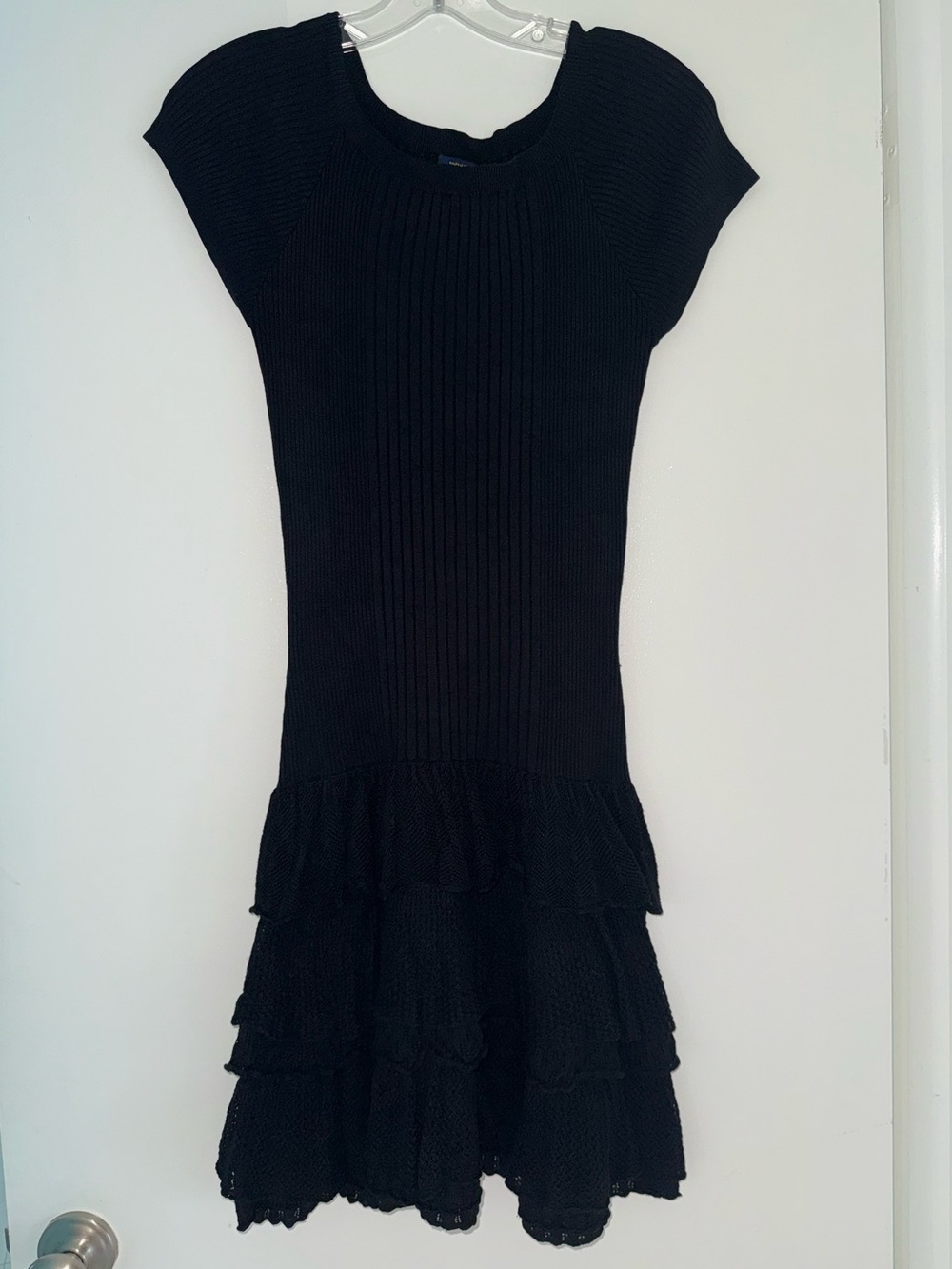 Ralph Lauren Rugby Black Knit Cap Ruffle Dress